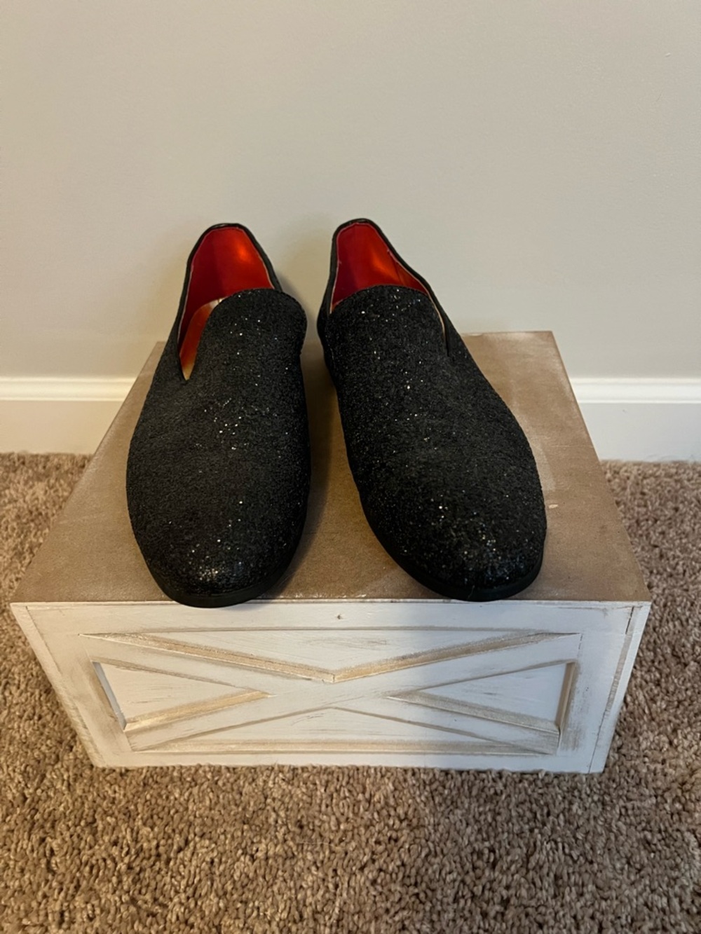 Source Unknown Black Sparkle Slip-On Loafers